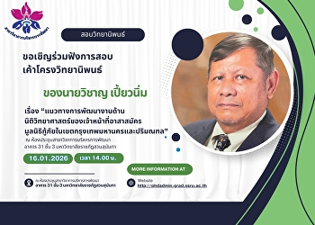 ขอเชิญร่วมฟังการสอบเค้าโครงวิทยานิพนธ์
ของ   